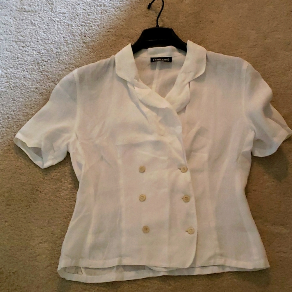 Vintage Cacharel shirt white short sleeve double breasted
